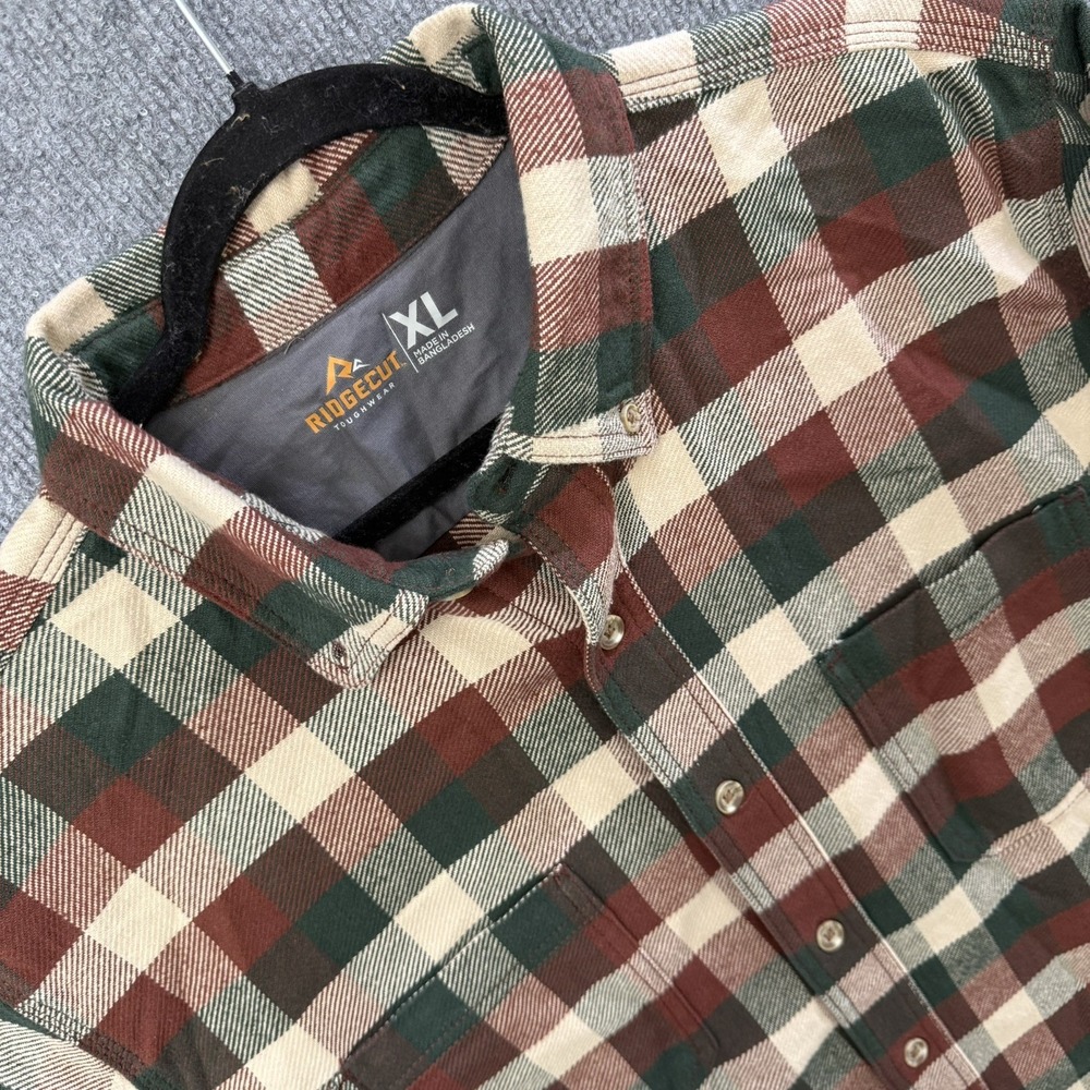 Ridgecut Men's XL Heavyweight Flannel Shirt Red Green Plaid 100% Cotton NWT